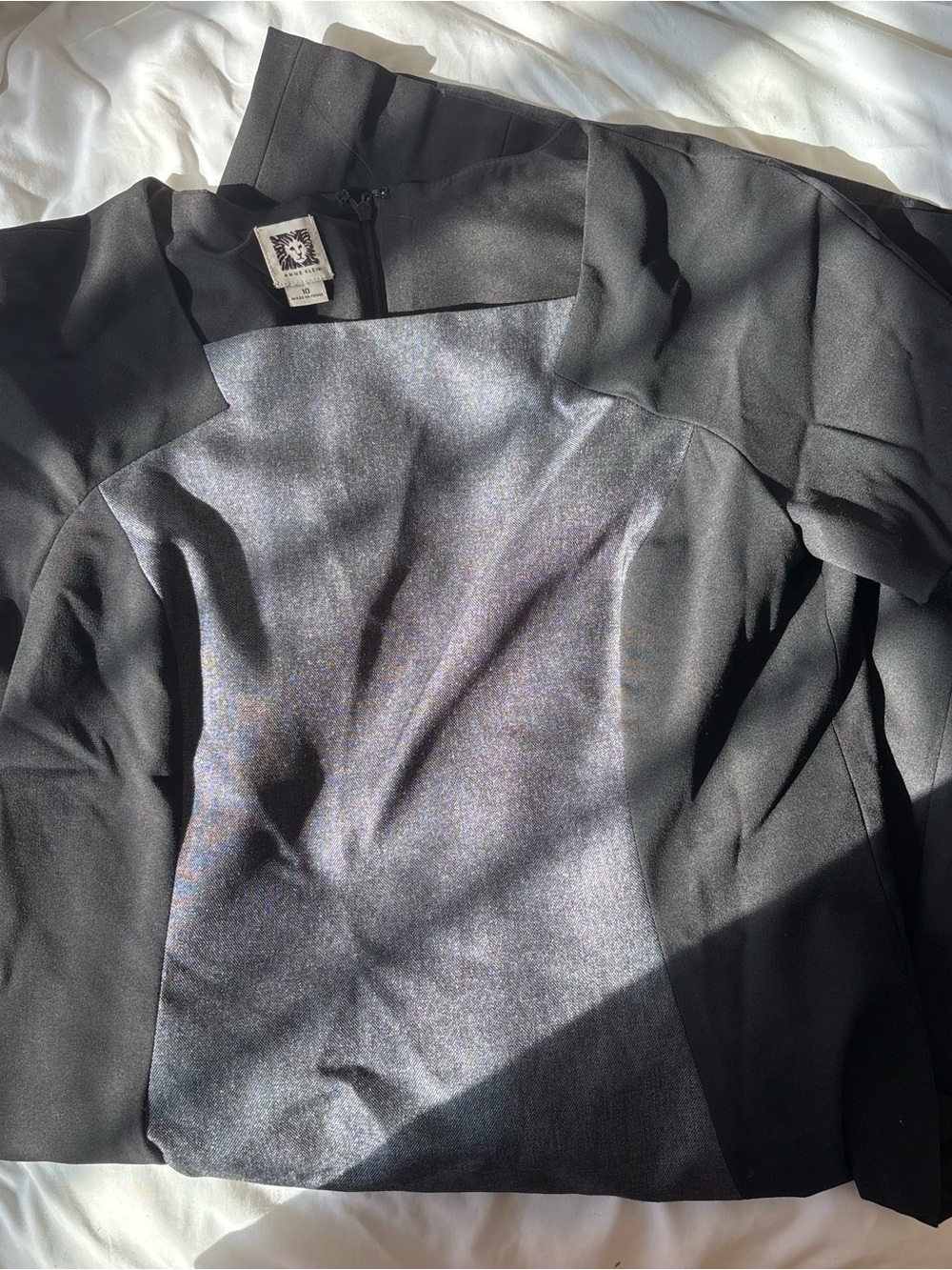 Anne Klein Black Women's Office Dress with Metallic Panel